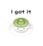 抹茶ちゃん 抹茶ラテ 英語 コーヒー（個別スタンプ：7）