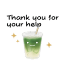 抹茶ちゃん 抹茶ラテ 英語 コーヒー（個別スタンプ：8）