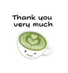 抹茶ちゃん 抹茶ラテ 英語 コーヒー（個別スタンプ：9）