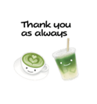 抹茶ちゃん 抹茶ラテ 英語 コーヒー（個別スタンプ：14）