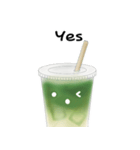 抹茶ちゃん 抹茶ラテ 英語 コーヒー（個別スタンプ：16）