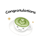 抹茶ちゃん 抹茶ラテ 英語 コーヒー（個別スタンプ：17）