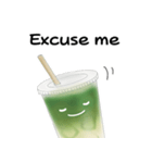 抹茶ちゃん 抹茶ラテ 英語 コーヒー（個別スタンプ：22）