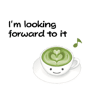 抹茶ちゃん 抹茶ラテ 英語 コーヒー（個別スタンプ：23）