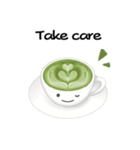 抹茶ちゃん 抹茶ラテ 英語 コーヒー（個別スタンプ：29）