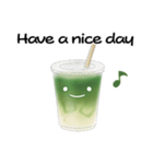 抹茶ちゃん 抹茶ラテ 英語 コーヒー（個別スタンプ：30）