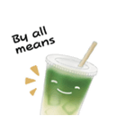 抹茶ちゃん 抹茶ラテ 英語 コーヒー（個別スタンプ：36）