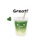 抹茶ちゃん 抹茶ラテ 英語 コーヒー（個別スタンプ：40）