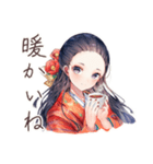 冬を楽しむ大正女学生★レトロ（個別スタンプ：9）