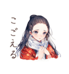 冬を楽しむ大正女学生★レトロ（個別スタンプ：14）