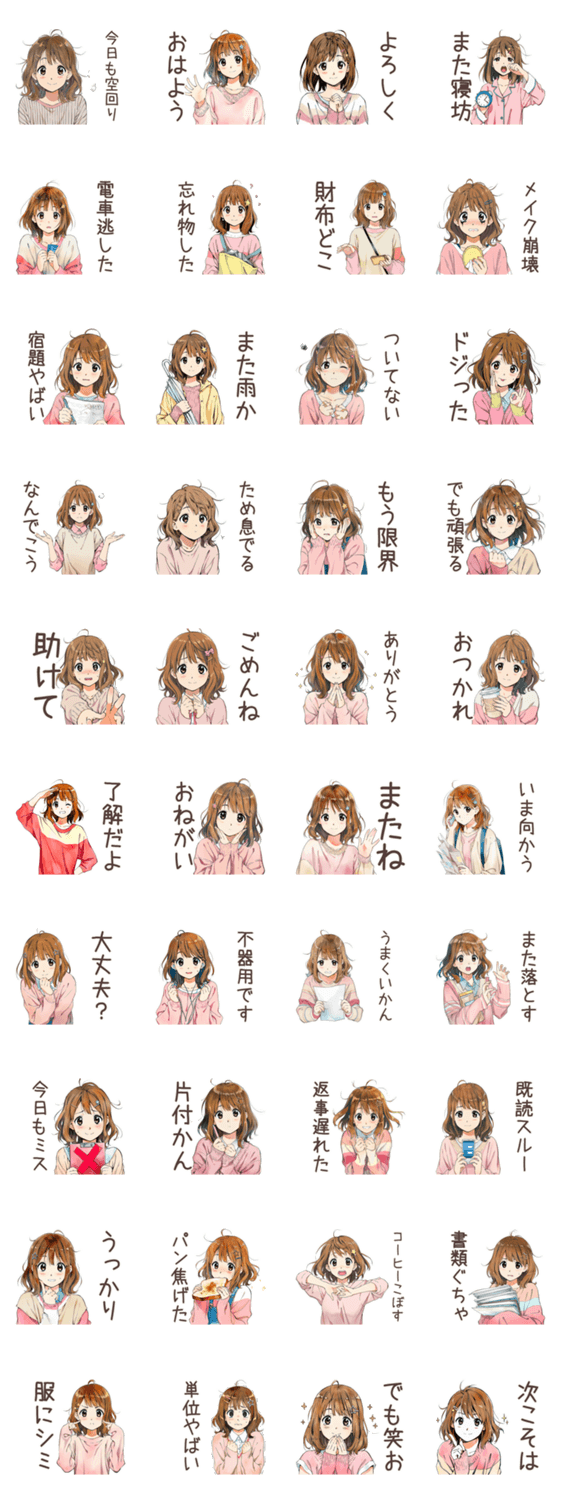 何もかもうまくいかないふつうの女の子のスタンプ詳細