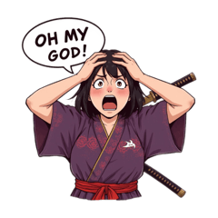 [LINEスタンプ] 刀と笑顔のサムライ娘