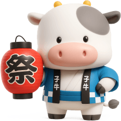 [LINEスタンプ] 子牛のモーちゃん⑲【ぷっくり3D】 
