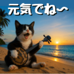 [LINEスタンプ] 仲良し三匹 三線大好き