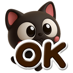 [LINEスタンプ] 小さい黒猫☆3D【ぷっくり文字】
