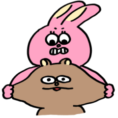 [LINEスタンプ] クマチャンとウサギチャン（ケンカ） fetchpriority=high