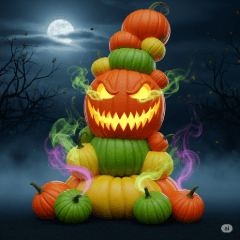 [LINEスタンプ] ハロウィン、かぼちゃの塔！