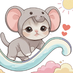 [LINEスタンプ] スコティッシュ猫 かわいい象の着ぐるみ