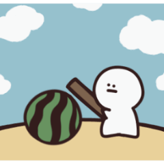 [LINEスタンプ] 動く！感情表現が不器用な白いやつ☆夏
