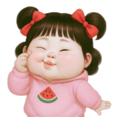 [LINEスタンプ] ぽっちゃりスイカパーカーの女の子 V.2