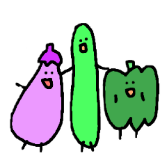 [LINEスタンプ] ナスとピーマンとキューリ