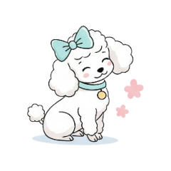 [LINEスタンプ] トイプードル（ホワイト、クリーム）