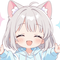[LINEスタンプ] ライトグレー猫耳パーカーの女の子スタンプ
