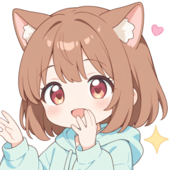 [LINEスタンプ] ブラウン猫耳パーカーの女の子スタンプ