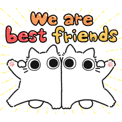 [LINEスタンプ] ねこぽっくる白【友達】