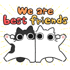 [LINEスタンプ] ねこぽっくるハチワレ【友達】 