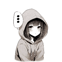 [LINEスタンプ] [アレンジ用]ネガティブパーカー女子は憂鬱