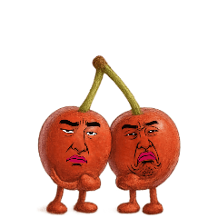 [LINEスタンプ] [アレンジ用]擬人化劇画フェイスさくらんぼ