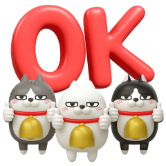 [LINEスタンプ] 動く 3D三匹の擦れねこ