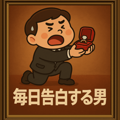 [LINEスタンプ] 毎日告白する男