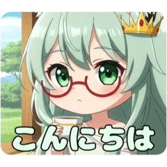 [LINEスタンプ] 紅茶を飲む赤眼鏡みなみプレミアム