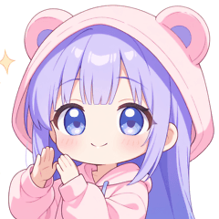 [LINEスタンプ] パープルクマ耳パーカーの女の子スタンプ