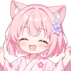 [LINEスタンプ] 浴衣のピンク猫の女の子スタンプ
