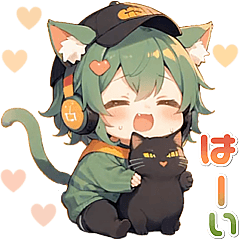 [LINEスタンプ] 残暑 猛暑 夏♡猫耳ガールとネコ