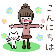 [LINEスタンプ] 飛び出す♡お団子ヘアの女の子のスタンプ