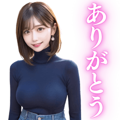 [LINEスタンプ] 【男ウケ】タートルニットのセクシー美人