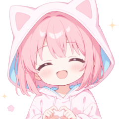 [LINEスタンプ] ラブリー猫耳パーカーな女の子スタンプ