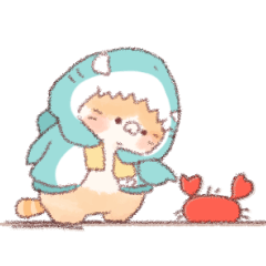 [LINEスタンプ] 【夏】サメ！パーカー動物8