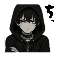 [LINEスタンプ] 地雷男子引きこもり黒パーカー男の子