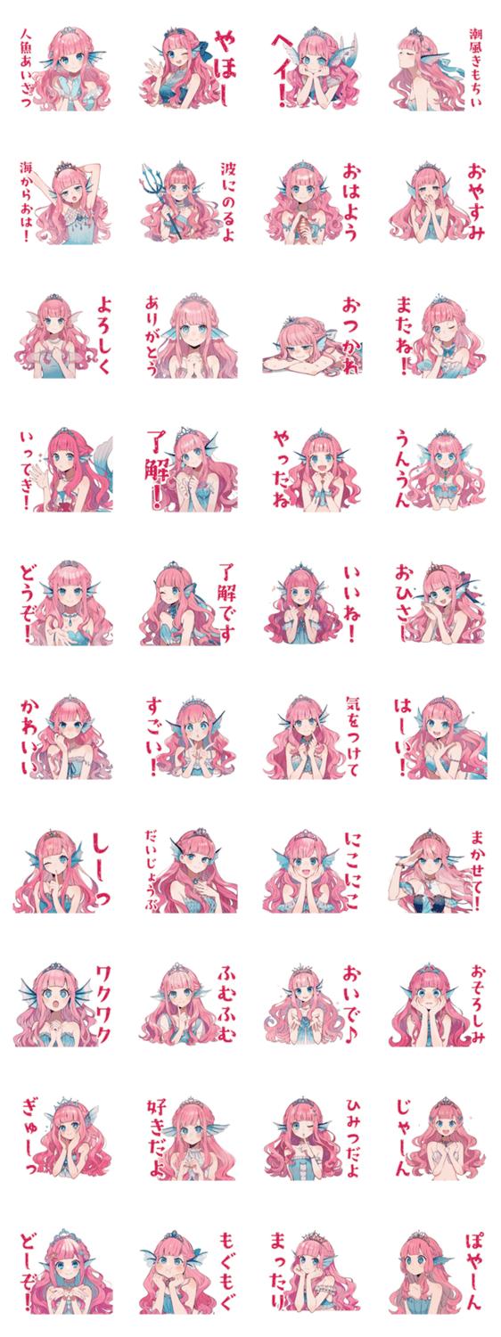 人魚姫の毎日あいさつ♡のスタンプ詳細