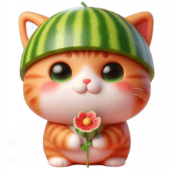 [LINEスタンプ] スイカ頭の大萌え猫日常