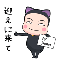 [LINEスタンプ] 黒猫タイツ【家族連絡】【ポップアップ】