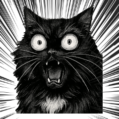 [LINEスタンプ] 長毛黒猫「しっぽ」クールでユーモラス登場