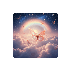 [LINEスタンプ] 虹と蝶々の幻想夜空.Rainbow and Butterfly