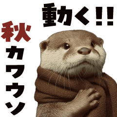 [LINEスタンプ] 動く！秋のカワウソ