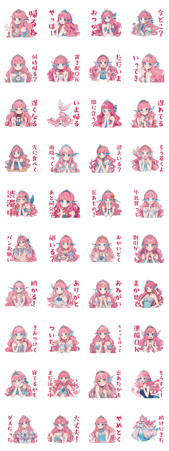 人魚姫の帰宅連絡★メルヘンのスタンプ詳細